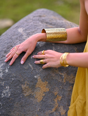 'Menaka' Hand-hammered Textured Brass Cuff